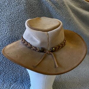 Henschel Hat Co Cowhide Suede Hat Men XL Explorer Mesh Crown Made in USA Braided
